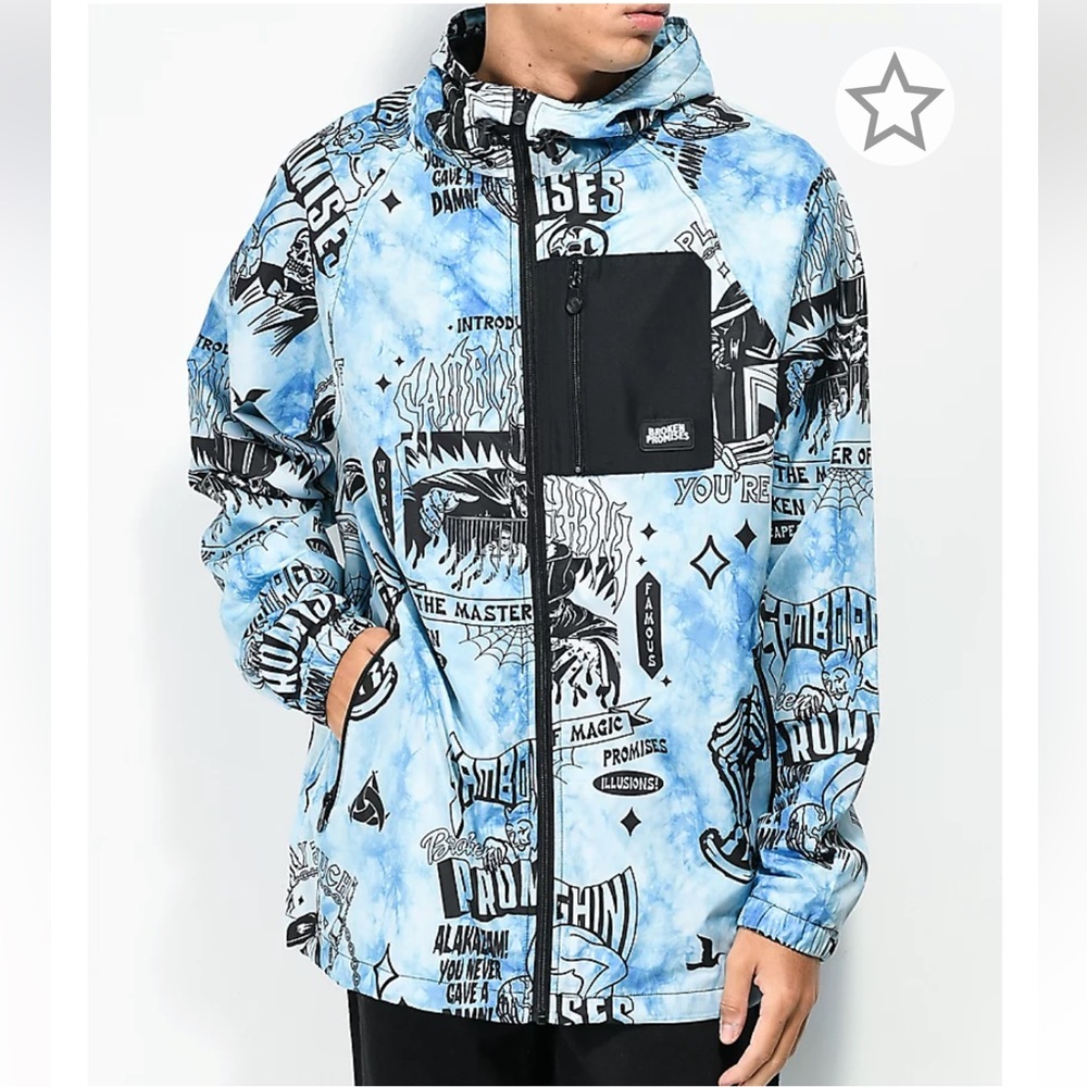 Broken Promises Showcase Blue Tie Dye Windbreaker Jacket